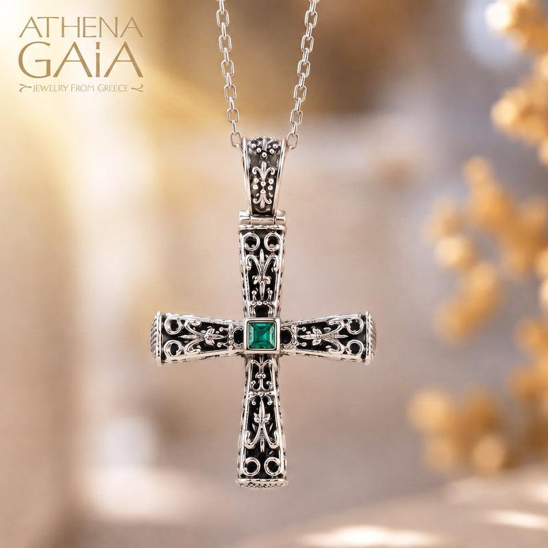 Pillars Orthodox Cross (Small) - Sterling Silver - Byzantine Cross