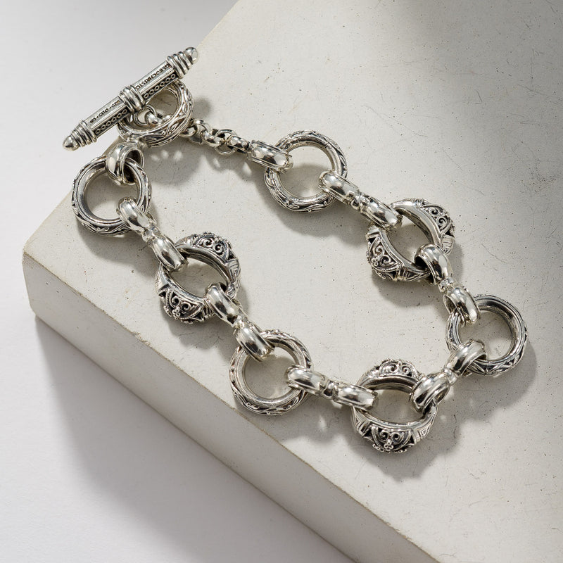 Zelda Triple Station Charm Bracelet - Sterling Silver - Empty Charm Bracelet