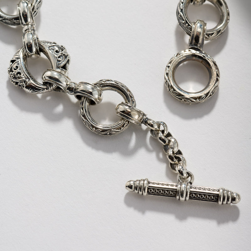 Zelda Triple Station Charm Bracelet - Sterling Silver - Empty Charm Bracelet