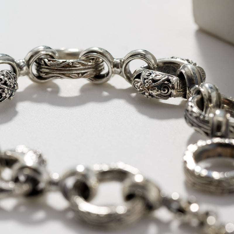 Zelda Triple Station Charm Bracelet - Sterling Silver - Empty Charm Bracelet