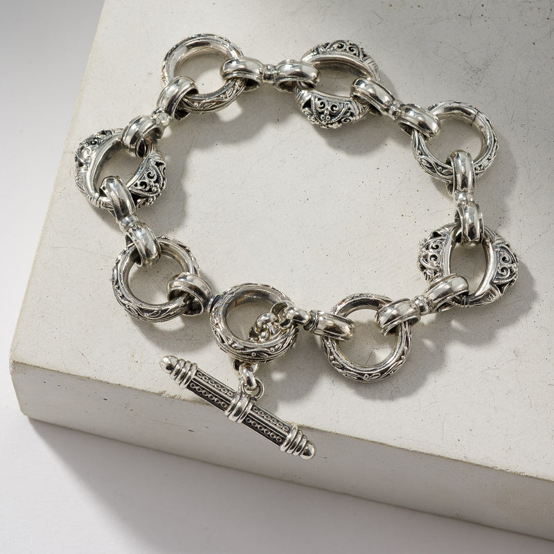 Zelda Triple Station Charm Bracelet - Sterling Silver - Empty Charm Bracelet