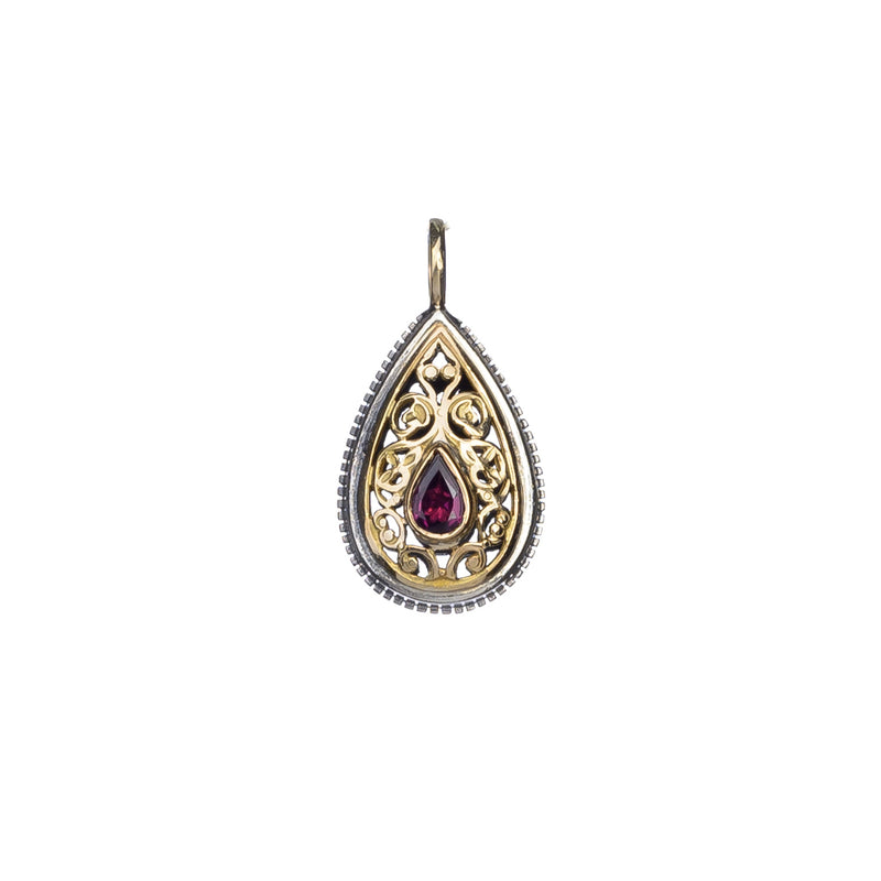 Garden Shadows Teardrop Gemstone Pendant - 18k Gold & Sterling Silver Pendant