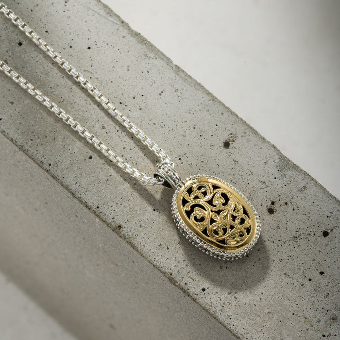 Meadow Shadows Argonaut Oval Pendant - 18k Gold & Sterling Silver Pendant