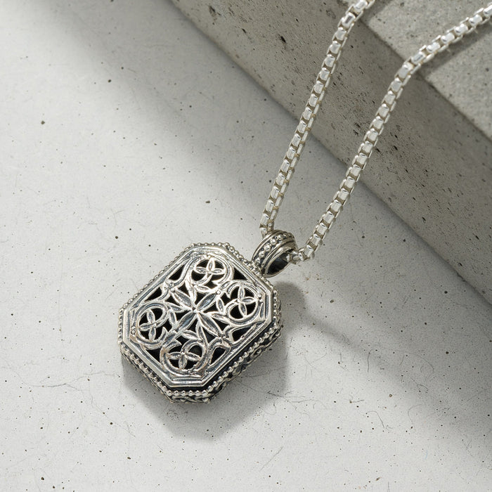 Garden Shadows Polygon Pendant - Sterling Silver Pendant