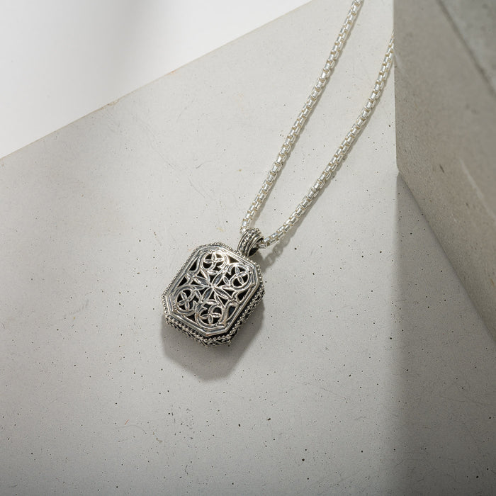 Garden Shadows Polygon Pendant - Sterling Silver Pendant