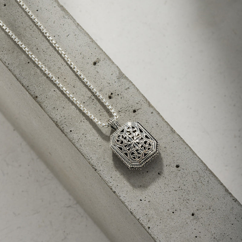 Garden Shadows Polygon Pendant - Sterling Silver Pendant