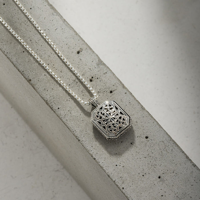 Garden Shadows Polygon Pendant - Sterling Silver Pendant