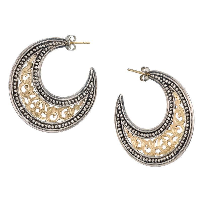 Garden Shadows Medium Earrings - 18k Gold & Sterling Silver - Hoop Earrings