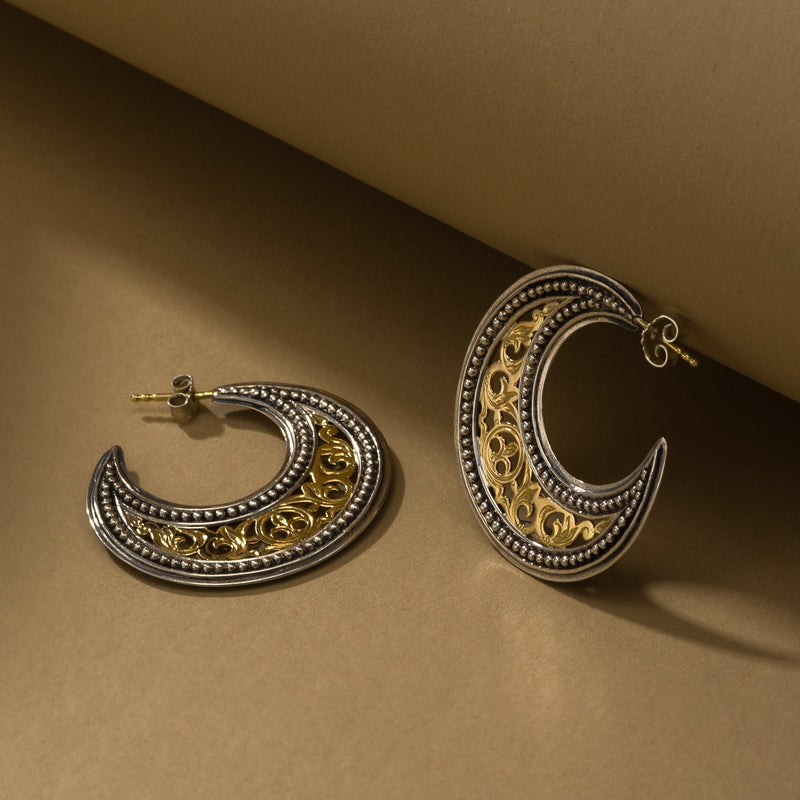 Garden Shadows Medium Earrings - 18k Gold & Sterling Silver - Hoop Earrings