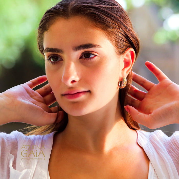 Meadow Shadows Half Earrings - 18k Gold & Sterling Silver - Hoop Earrings