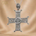 Aretousa Chi Rho Greek Cross (Large) - 18k Gold & Sterling Silver - Orthodox Cross