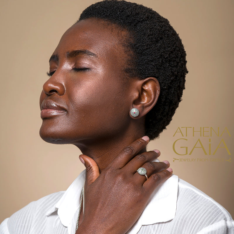 Thalassa Sea Urchin with Stone Ring (Small) - 18k Gold & Sterling Silver Ring - Cocktail Ring