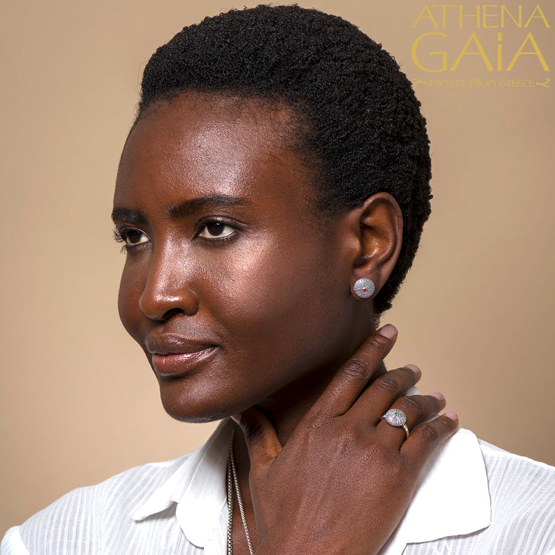 Thalassa Sea Urchin with Stone Ring (Small) - 18k Gold & Sterling Silver Ring - Cocktail Ring