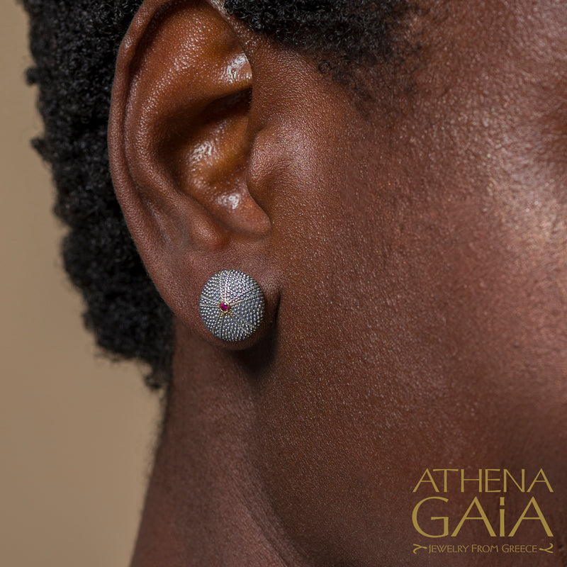 Thalassa Sea Urchin Post Earrings - 18k Gold & Sterling Silver Earrings