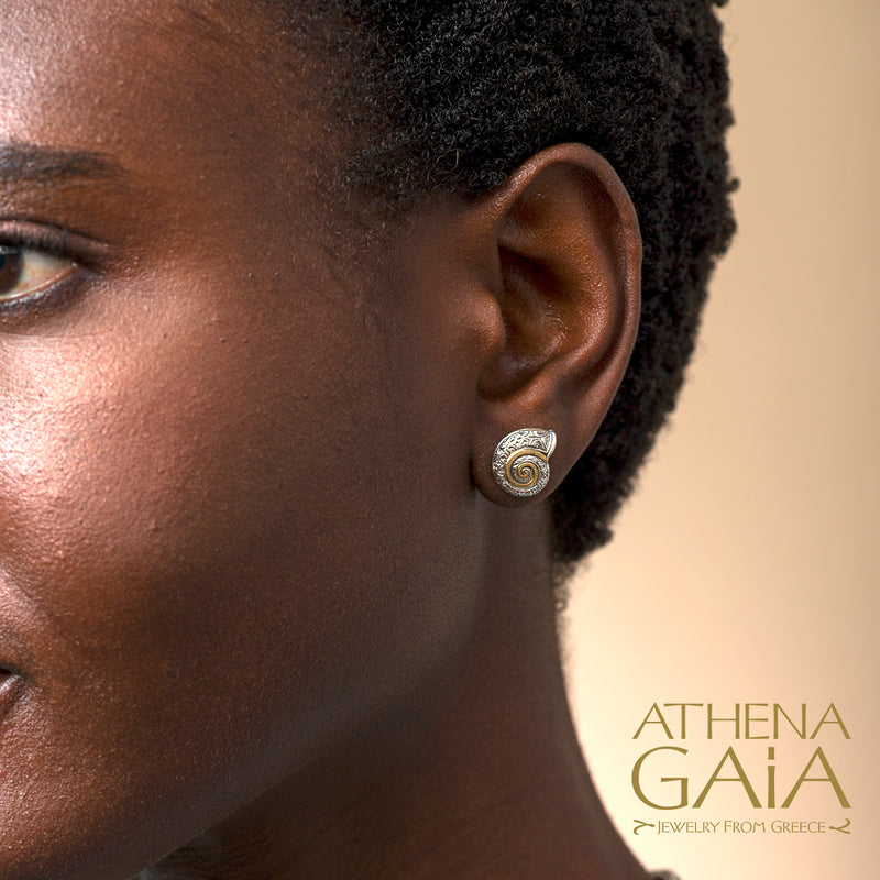 Thalassa Sea Snail Post Earrings - 18k Gold & Sterling Silver Earrings