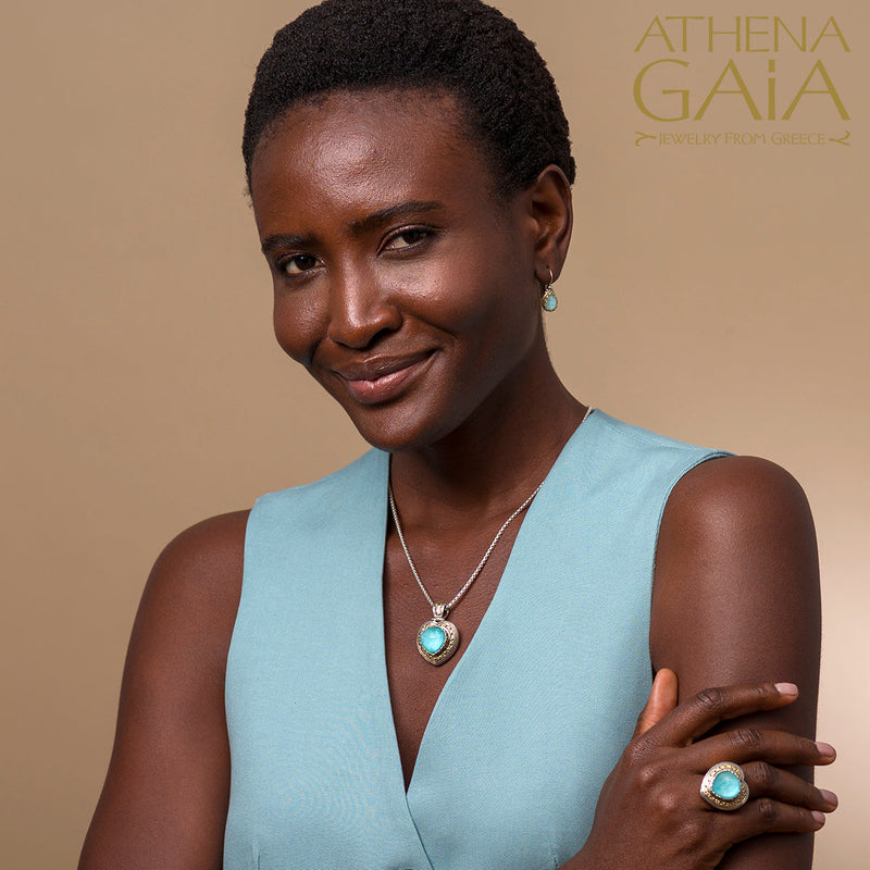 Pop Rocks Synergy Border Heart Pendant - 18k Gold & Sterling Silver Pendant