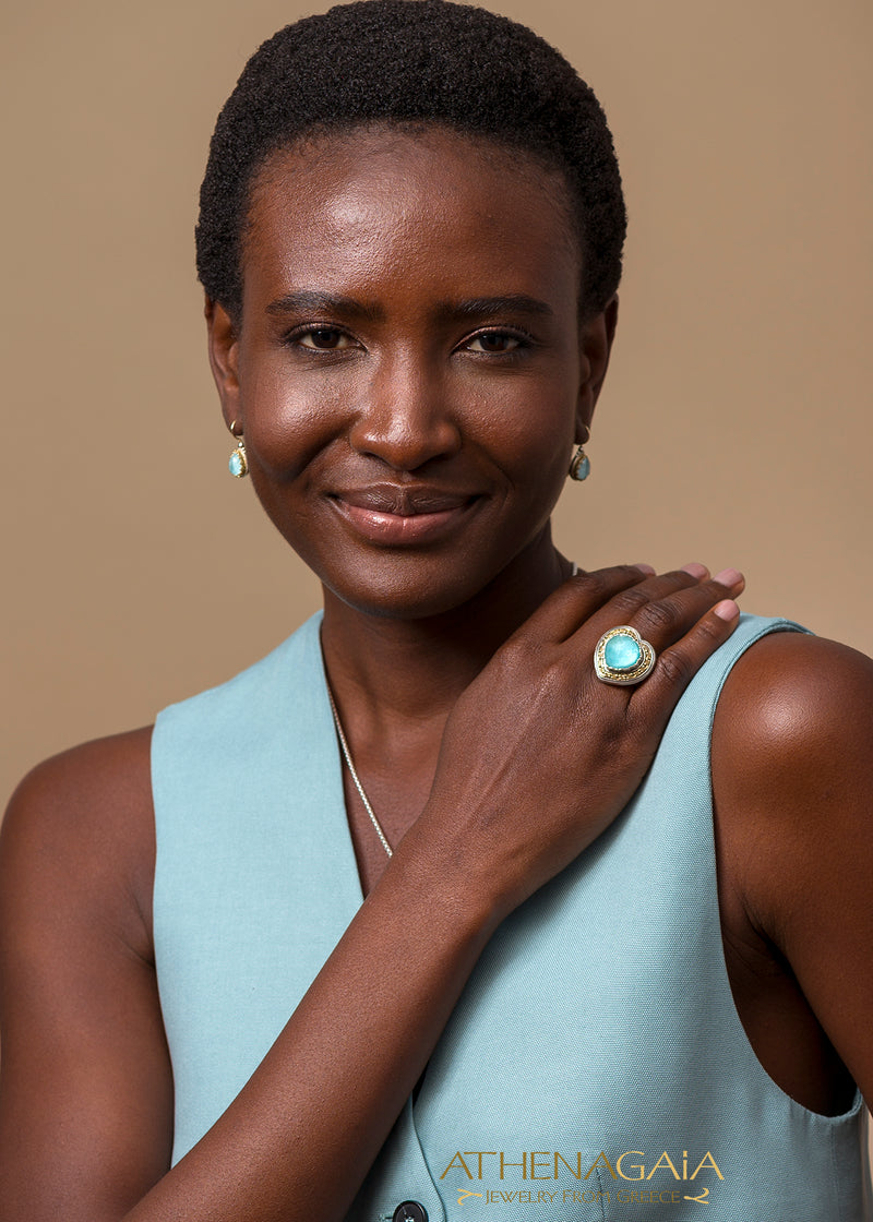 Pop Rocks Synergy Border Heart Ring - 18k Gold & Sterling Silver Ring - Cocktail Ring