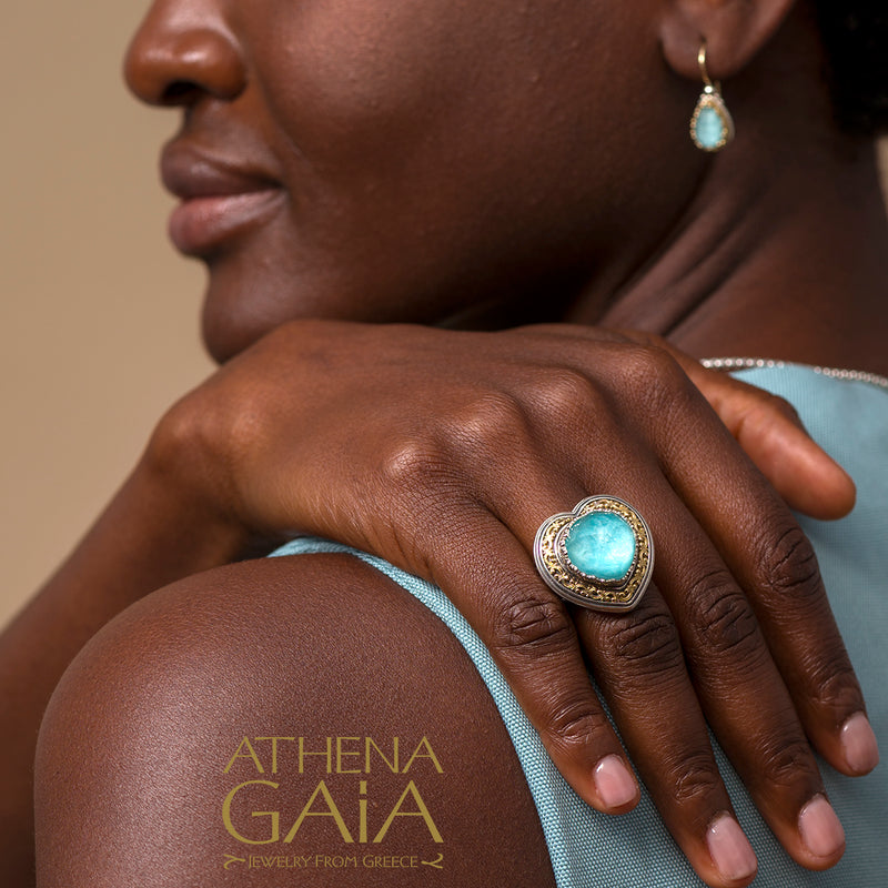 Pop Rocks Synergy Border Heart Ring - 18k Gold & Sterling Silver Ring - Cocktail Ring