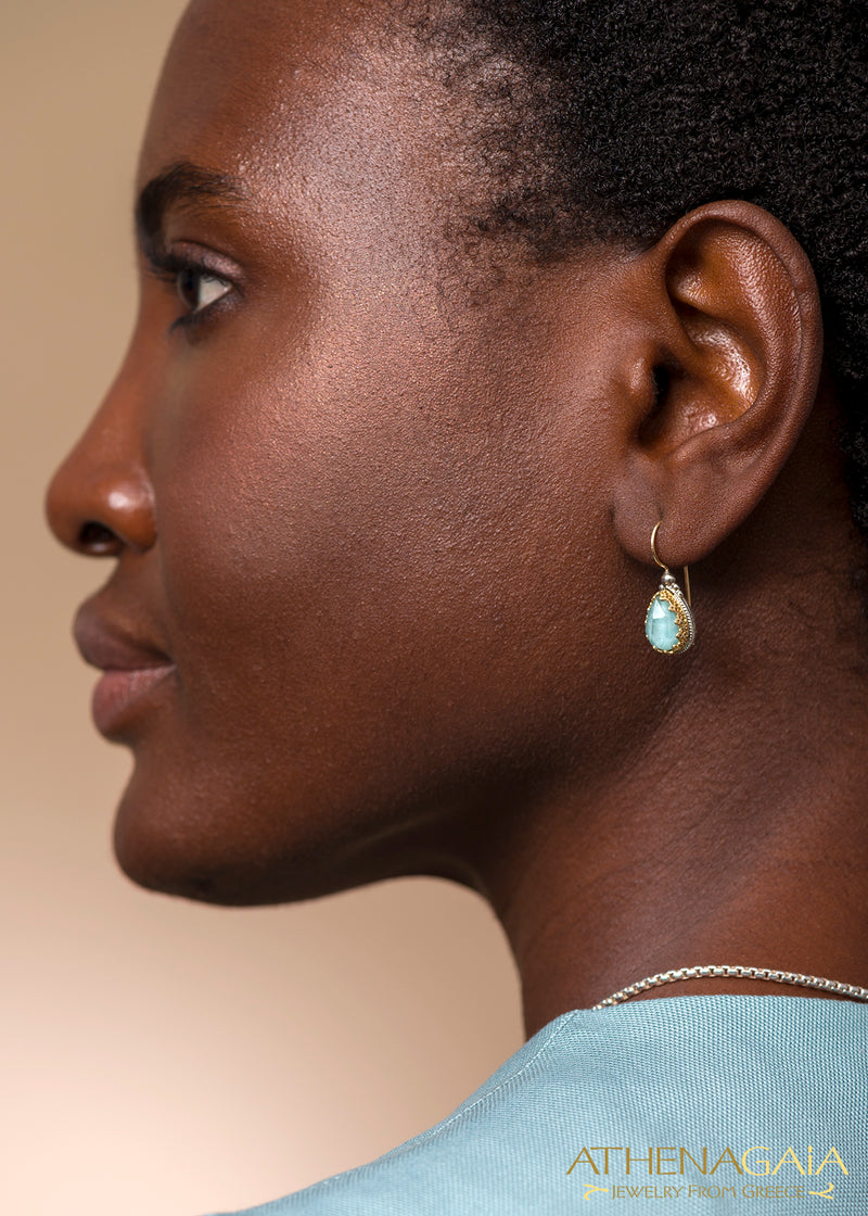 Teardrop Scroll Top Earrings - 18k Gold & Sterling Silver Earrings - French Wire Earrings