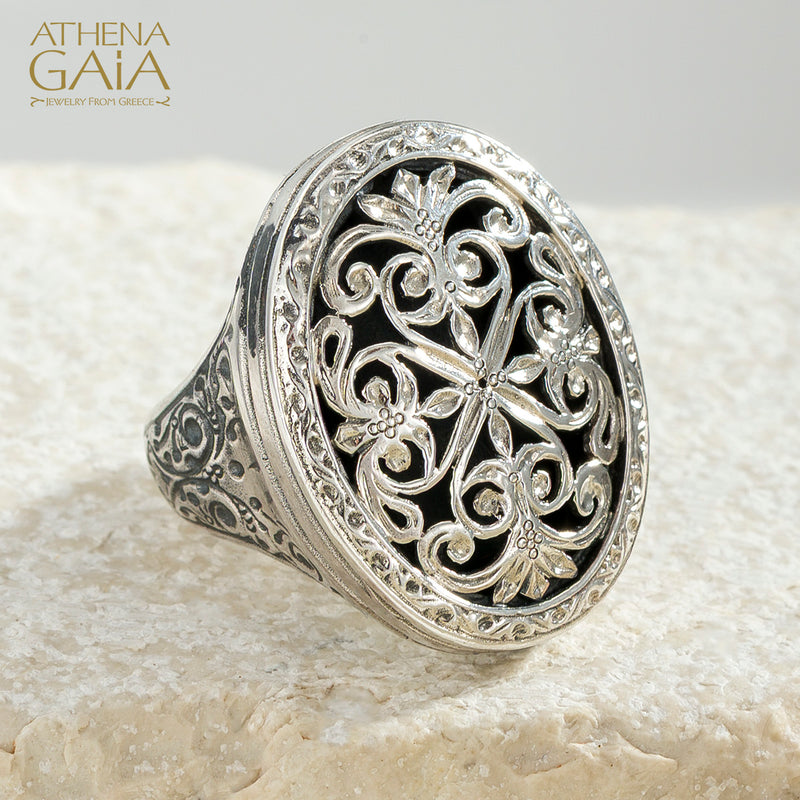 Garden Shadows Big Oval - Sterling Silver - Cocktail Ring