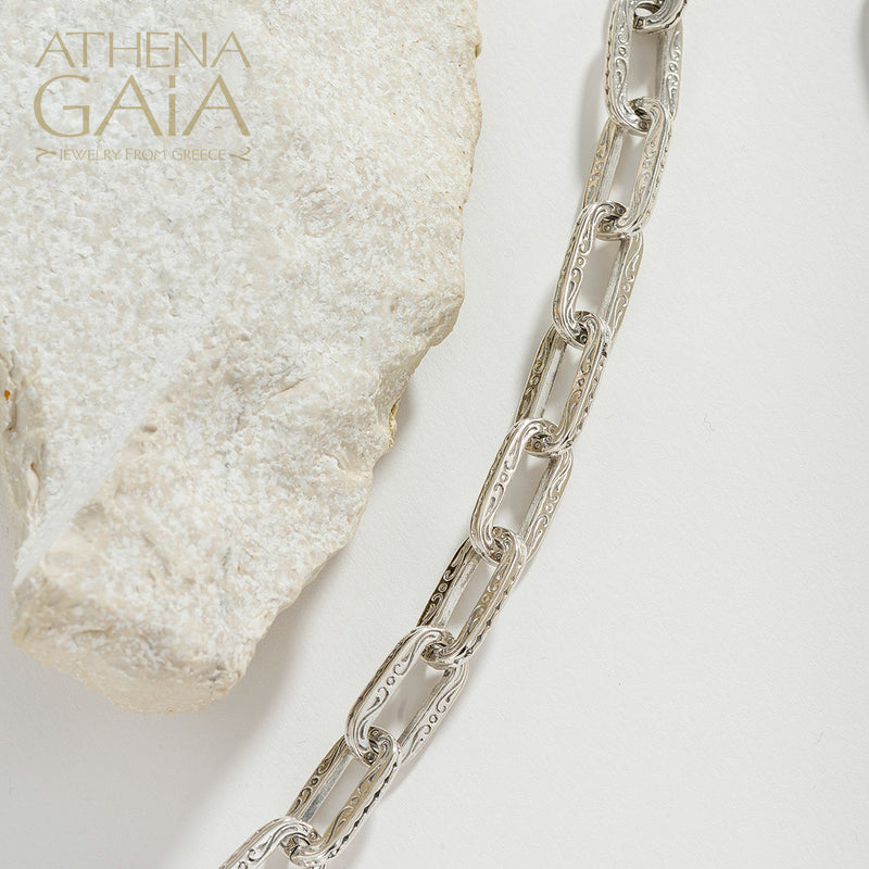 Etched Forzatina Link Necklace - Sterling Silver - Link Necklace