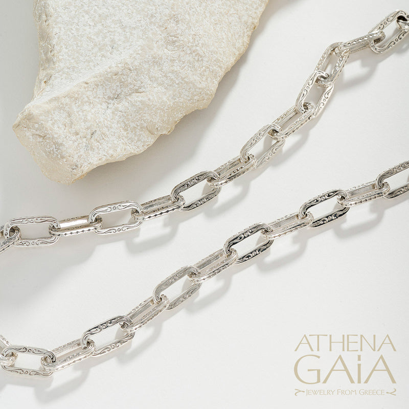 Etched Forzatina Link Necklace - Sterling Silver - Link Necklace