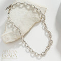 Oval Link Etched Necklace - Sterling Silver - Link Necklace