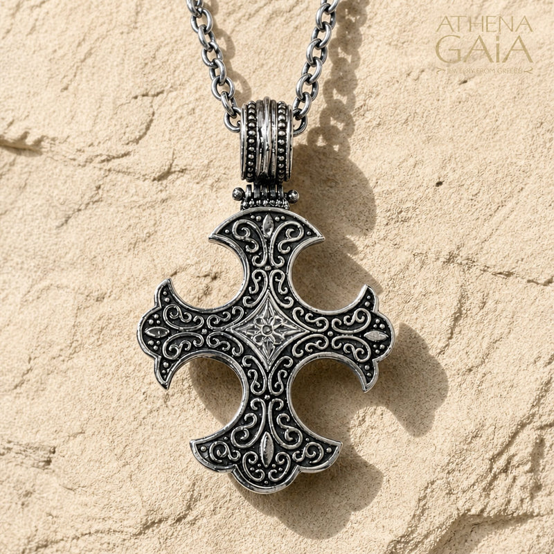 Patmos Flared Cross - Sterling Silver - Cross Necklace