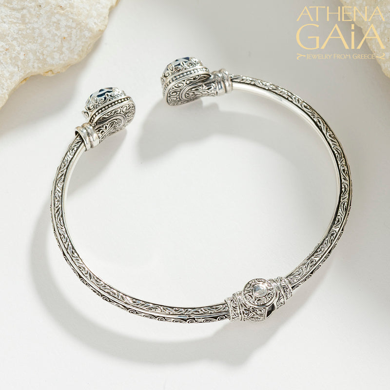 Pop Rocks Aegean Open Hinge Silver Bracelet