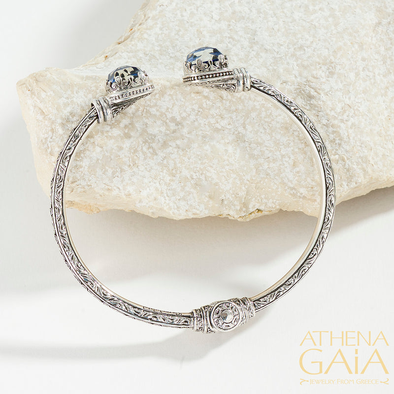 Pop Rocks Aegean Open Hinge Silver Bracelet