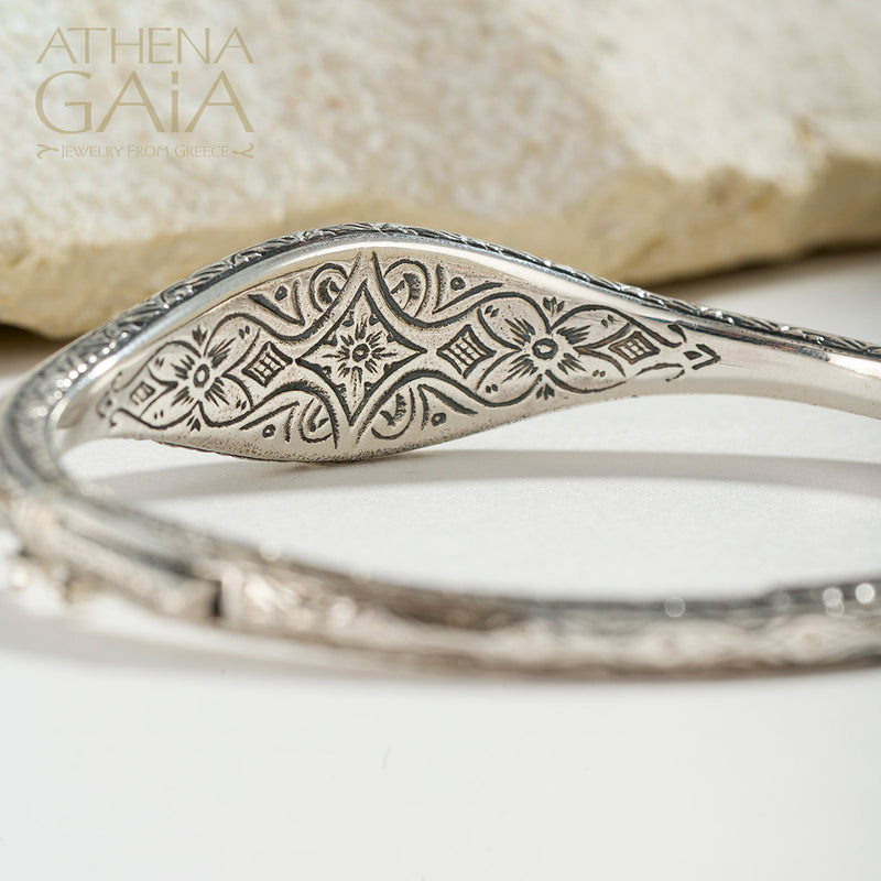 Faidra Cross Bracelet - 18k Gold & Sterling Silver - Hinged Bracelet