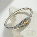 Faidra Cross Bracelet - 18k Gold & Sterling Silver - Hinged Bracelet