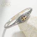 Faidra Cross Bracelet - 18k Gold & Sterling Silver - Hinged Bracelet