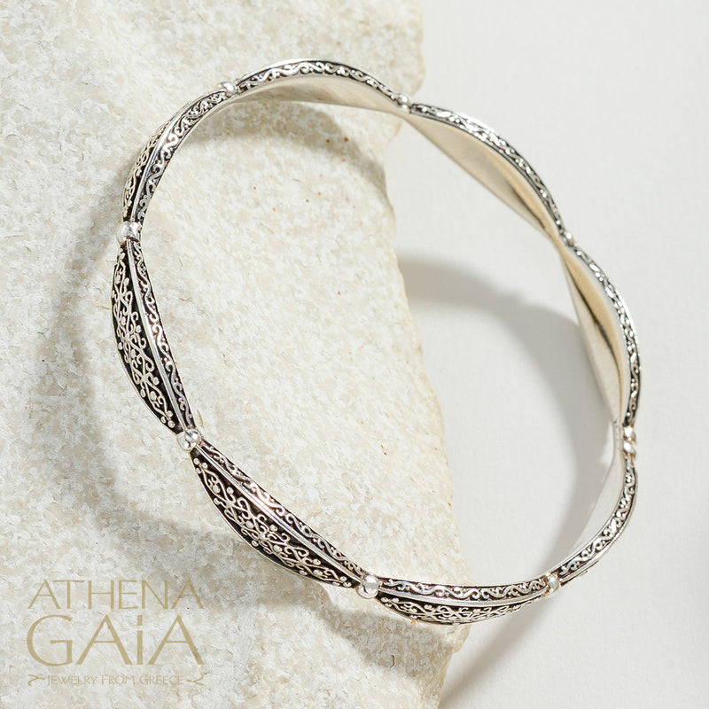 Aretousa Bracelet - Sterling Silver - Bangle Bracelet
