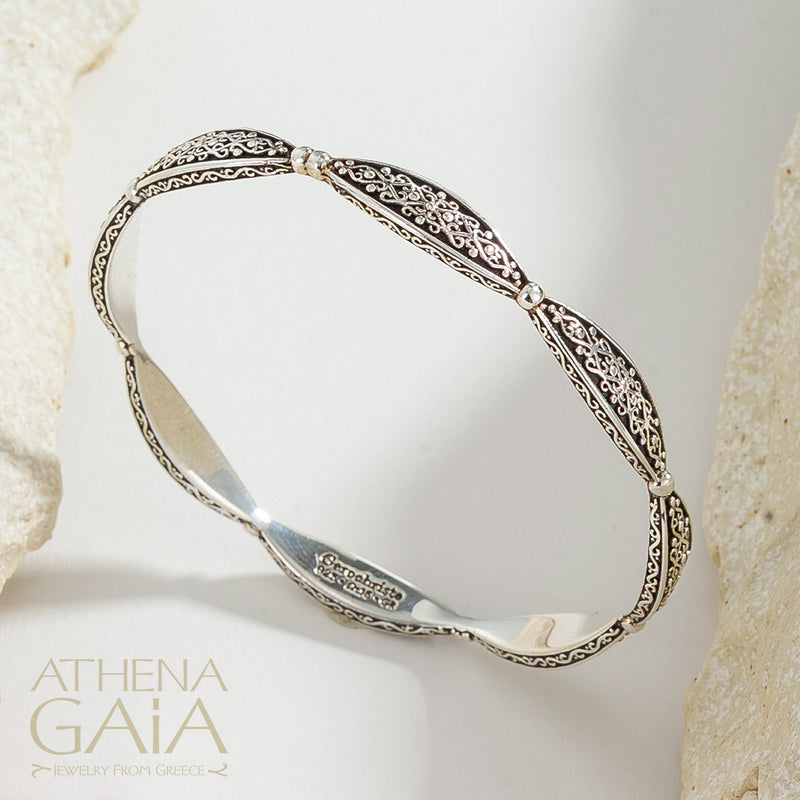 Aretousa Bracelet - Sterling Silver - Bangle Bracelet