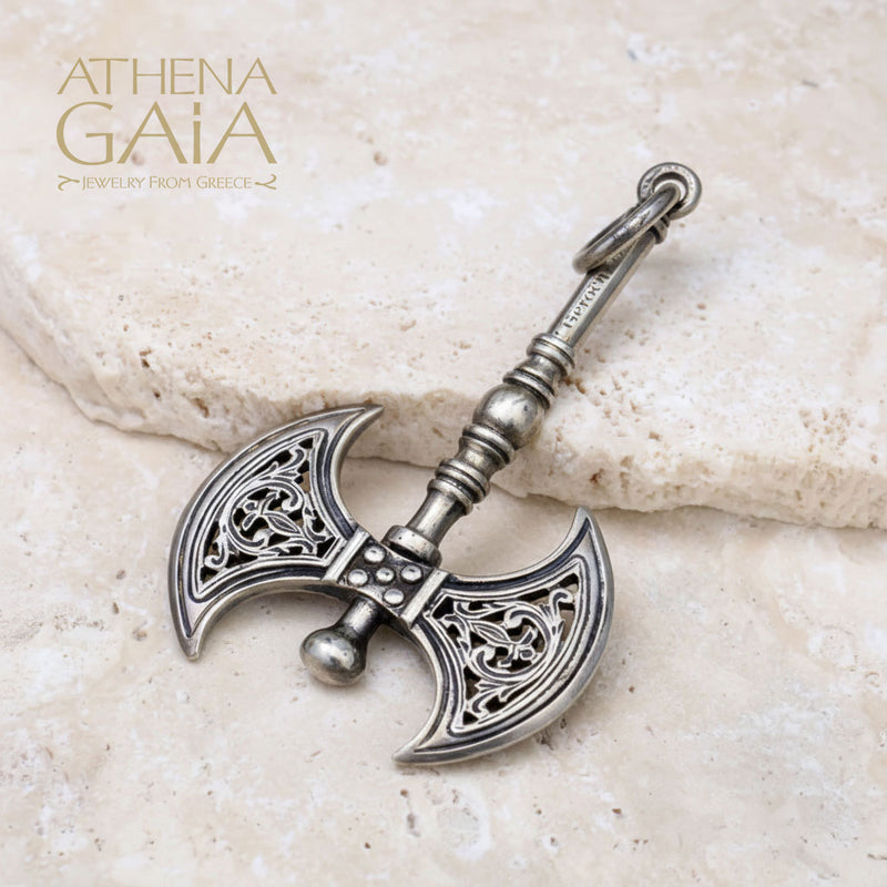 Minoan Double Axe Pendant - Sterling Silver Pendant