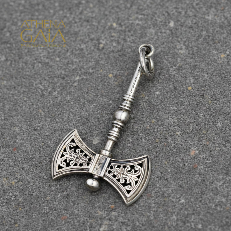 Minoan Double Battle Axe Pendant - Sterling Silver Pendant
