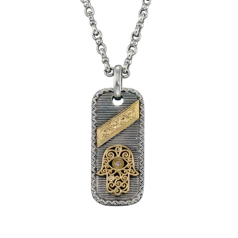 Hamsa Talisman Pendant - 18k Gold & Sterling Silver Pendant