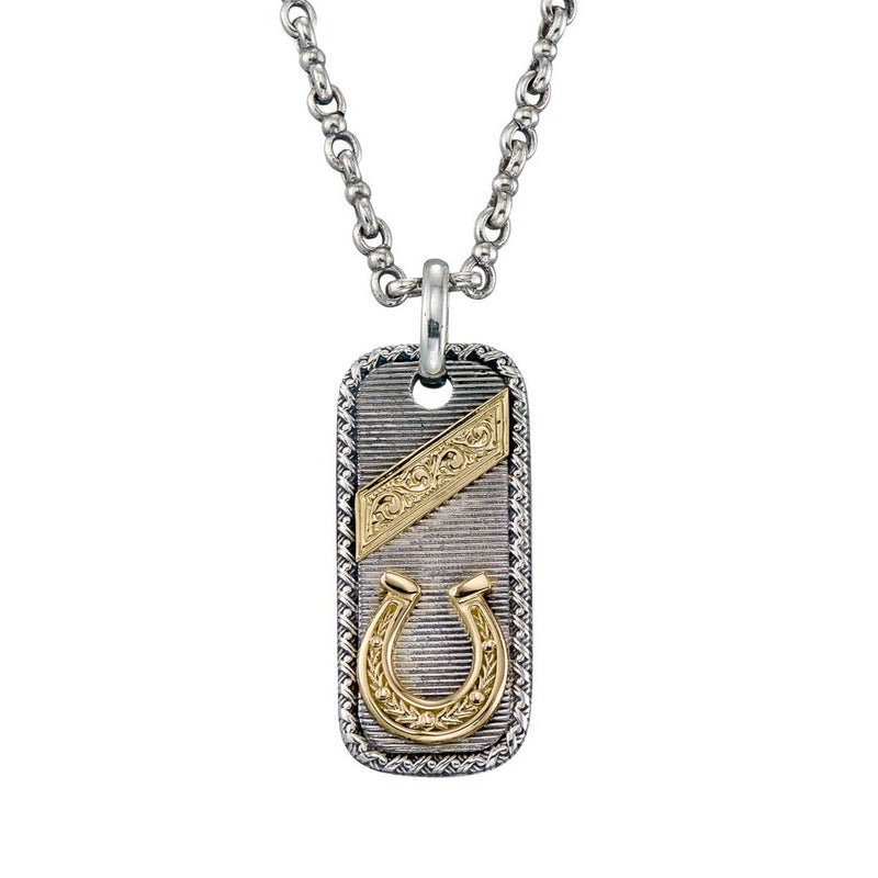 Horseshoes Talisman Pendant - 18k Gold & Sterling Silver