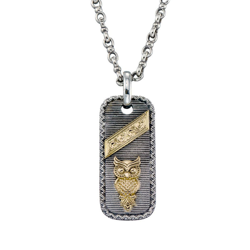 Owl Talisman Pendant - 18k Gold & Sterling Silver Pendant