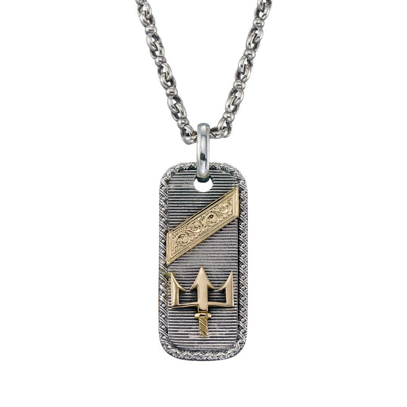 Poseidon’s Trident Talisman Pendant - 18k Gold & Sterling Silver Pendant