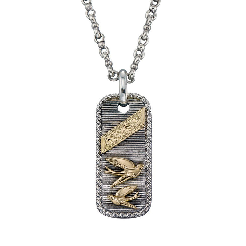 Swallows Talisman Pendant - 18k Gold & Sterling Silver Pendant