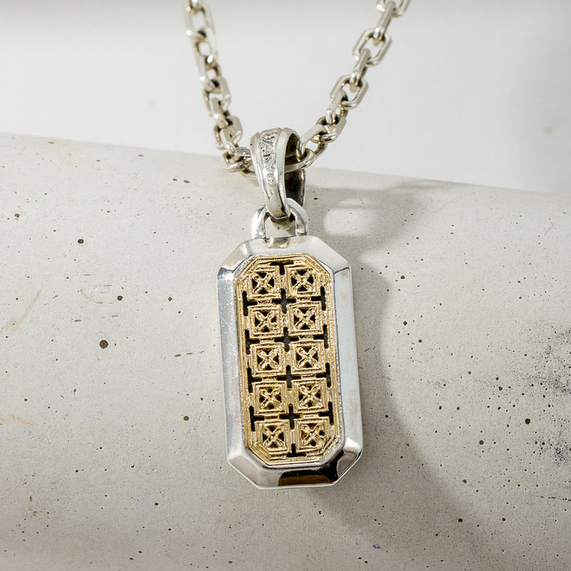 Simplicity Garden Trellis Pendant - 18k Gold & Sterling Silver