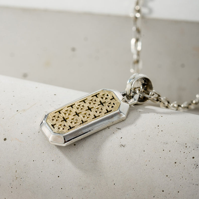 Simplicity Garden Trellis Pendant - 18k Gold & Sterling Silver