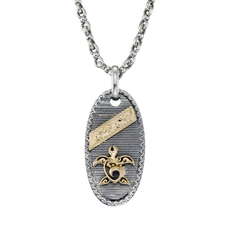 Turtle Talisman Pendant - 18k Gold & Sterling Silver Pendant