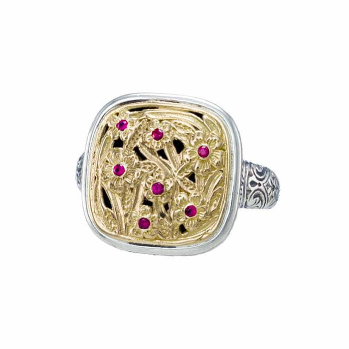 Harmony Square with Rubies Ring