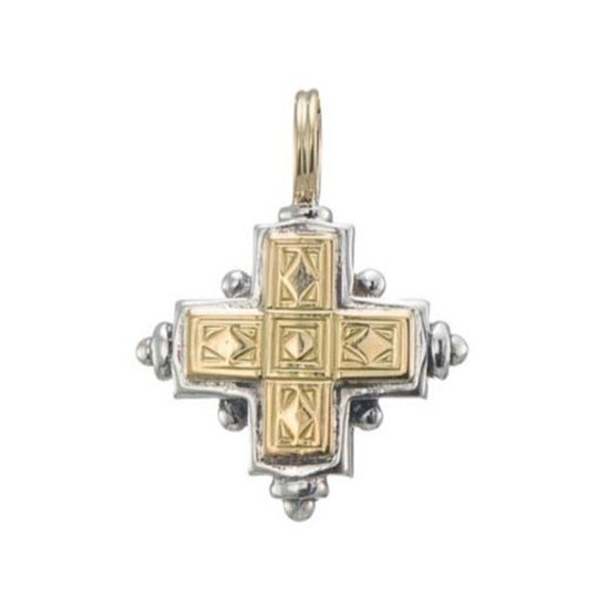 Rustic Cross (Small) - 18k Gold & Sterling Silver - Greek Cross Necklace