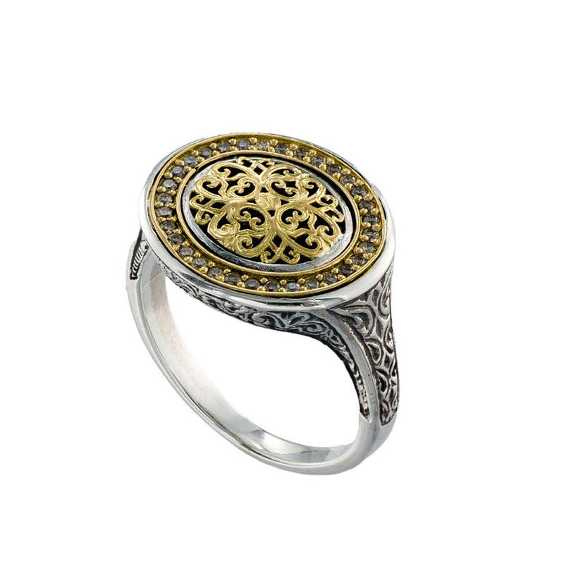 Kosmos Oval Ring - 18k Gold & Sterling Silver Ring - Signet Ring