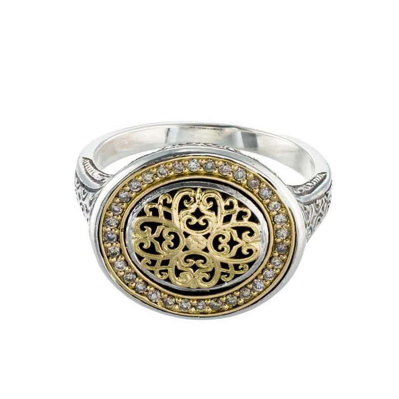 Kosmos Oval Ring - 18k Gold & Sterling Silver Ring - Signet Ring