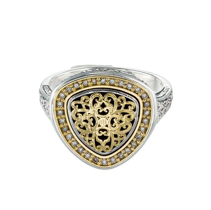 Kosmos Triangle  Ring - 18k Gold & Sterling Silver Ring - Signet Ring